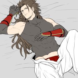 Rule 34 | 1boy, abs, bed, fire emblem, fire emblem fates, flat color, gloves, looking at viewer, male focus, muscular, naughty face, nintendo, pectorals, pov, ryoma (fire emblem), solo, tagme, u (lastcrime), underwear, undressing