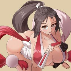 Rule 34 | 1girl, ass, breasts, fatal fury, huge breasts, ponytail, shiranui mai, solo