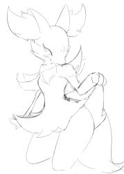 Rule 34 | 1girl, animal ear fluff, animal ears, animal hands, animal nose, blush, body fur, braixen, breasts, closed mouth, cowboy shot, creatures (company), cropped legs, female focus, fox ears, fox girl, fox tail, furry, furry female, game freak, gen 6 pokemon, greyscale, half-closed eyes, hand up, happy, kajiura, licking lips, lifted by self, monochrome, nintendo, pokemon, pokemon (creature), sideways mouth, simple background, sketch, small breasts, smile, snout, solo, standing, tail, tongue, tongue out, white background, wide hips