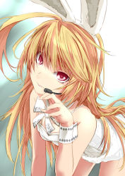 Rule 34 | 1girl, animal ears, blonde hair, cuffs, headset, long hair, milla maxwell, official alternate costume, rabbit ears, solo, tales of (series), tales of xillia, wander (artist), wander (cordabyss)