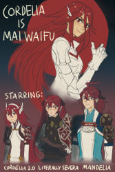 Rule 34 | :&lt;, armor, blush, caeldori (fire emblem), cordelia (fire emblem), family, fire emblem, fire emblem awakening, fire emblem fates, gloves, gradient background, leather, leather gloves, long hair, nintendo, plate, ponytail, red eyes, red hair, selena (fire emblem fates), severa (fire emblem), smile, subaki (fire emblem), thumbs up, twintails, very long hair