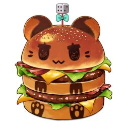 Rule 34 | :3, alpha transparency, alzcats, bacon, big mac, burger, cheese, commentary, dice, english commentary, food, foodification, hakos baelz, hololive, hololive english, jitome, lettuce, no humans, sesame seeds, still life, tomato, transparent background, virtual youtuber