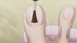 Rule 34 | 1girl, animated, animated gif, anime screenshot, barefoot, feet, feet only, foot focus, hinami aoi, jaku-chara tomozaki-kun, looping animation, nail polish, painting nails, pink nails, pink toenails, toenail polish, toenails, toes