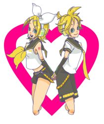 Rule 34 | 1boy, 1girl, bad id, bad pixiv id, blonde hair, brother and sister, headset, kagamine len, kagamine rin, shorts, siblings, ten, ten (ch), twins, vocaloid