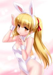 Rule 34 | 10s, 1girl, angel beats!, animal ears, blonde hair, blush, bow, bowtie, brown eyes, detached collar, fake animal ears, jpeg artifacts, leotard, long hair, one-hour drawing challenge, pantyhose, parted lips, playboy bunny, rabbit ears, rabbit tail, solo, tail, twintails, very long hair, wrist cuffs, yusa (angel beats!), zen