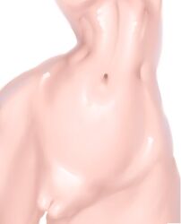 Rule 34 | 1girl, cleft of venus, colored skin, completely nude, female focus, fir3born, gluteal fold, groin, head out of frame, lower body, narrow waist, navel, nude, original, pink skin, pussy, shiny skin, simple background, solo, stomach, uncensored, white background, wide hips