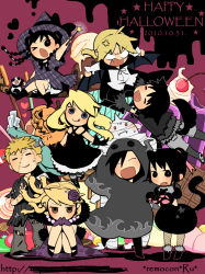 Rule 34 | 00s, 4boys, 4girls, :3, alphonse elric, angry, animal hands, bad id, bad pixiv id, bandages, black hair, blonde hair, blue eyes, chibi, dress, edward elric, food, fullmetal alchemist, halloween, hat, highres, jean havoc, lan fan, ling yao, maes hughes, may chang, multiple boys, multiple girls, open mouth, panda, ponytail, rarirureronn, riza hawkeye, roy mustang, ru (xremotex), scar, stitches, tail, winry rockbell, witch hat, wolf tail, xiao-mei