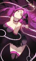 Rule 34 | 1girl, absurdres, breasts, chain, facial mark, fate/stay night, fate (series), forehead, forehead mark, highres, large breasts, li kha, medusa (fate), medusa (rider) (fate), nameless dagger (fate), purple eyes, purple hair, slit pupils, solo, type-moon