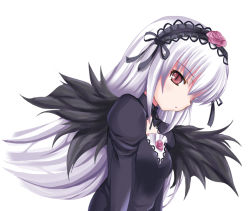Rule 34 | 00s, 1girl, dress, hairband, long hair, red eyes, rozen maiden, silver hair, solo, suigintou, tomusooya, wings