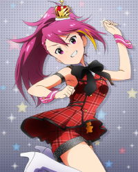 Rule 34 | 10s, 1girl, armlet, boots, card (medium), cuff links, dress, hat, idolmaster, idolmaster million live!, long hair, looking at viewer, maihama ayumu, multicolored hair, official art, pink eyes, pink hair, prologue rouge (idolmaster), ribbon, smile, solo