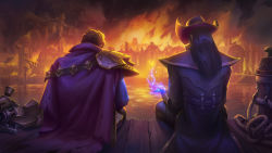 Rule 34 | 2022, 2boys, beard, brown hair, cape, card, cloud, cloudy sky, coat, destroyed, facial hair, fire, glowing, graves (league of legends), gun, hat, highres, hugolam, league of legends, male focus, mature male, messy hair, mitchmalloy, multiple boys, night, night sky, ocean, official art, outdoors, pants, rune, shirt, sitting, sky, smoke, tmhlaba, twisted fate, universe, water, weapon, wooden floor