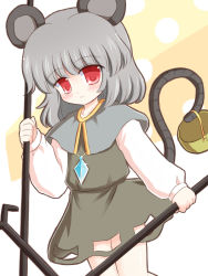Rule 34 | 1girl, animal ears, basket, female focus, grey hair, jewelry, mouse ears, mouse tail, nazrin, pendant, red eyes, ry (yagoyago), short hair, solo, tail, touhou