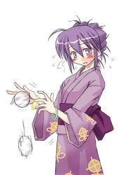 Rule 34 | 00s, 1girl, blush, japanese clothes, kimono, lowres, melty blood, purple eyes, purple hair, short hair, sion eltnam atlasia, solo, tsukihime