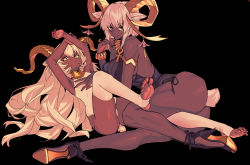 Rule 34 | 2girls, animal ears, ankh, arknights, armpit crease, armpits, barefoot, beeswax (arknights), beeswax (weisser sand) (arknights), black nails, bracelet, breasts, carnelian (arknights), carnelian (shimmering dew) (arknights), clothing request, dark-skinned female, dark skin, goat ears, goat horns, goat tail, hair between eyes, high heels, highres, hitobashira (1746164306), horns, jewelry, large breasts, long hair, looking at viewer, medium hair, mole, mole on armpit, mole on breast, mole on foot, multiple girls, nail polish, red eyes, skindentation, small breasts, tail, thighhighs, toenail polish, toenails, very long hair, white hair, yellow eyes