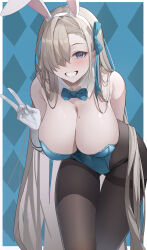 Rule 34 | 1girl, asuna (blue archive), blue archive, breasts, deceit (decit), gloves, large breasts, light brown hair, long hair, looking at viewer, smile, solo, white gloves