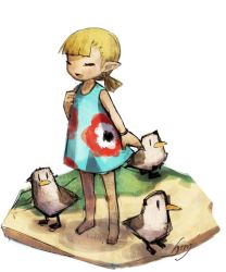 Rule 34 | 1girl, aryll, bird, blonde hair, dress, closed eyes, htm (gixig), nintendo, open mouth, the legend of zelda, the legend of zelda: the wind waker