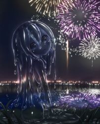 Rule 34 | ass, curss, fireworks, highres, long hair, looking at viewer, monster girl, nude, slime girl, transparent