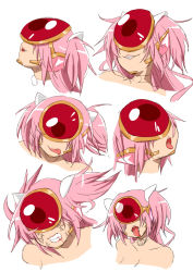 Rule 34 | 10s, 1girl, :q, ahegao, anger vein, angry, blood, bow, clenched teeth, expressions, hair bow, highres, kaname madoka, licking lips, looking at viewer, mahou shoujo madoka magica, mask, multiple views, naughty face, oman (evld), open mouth, pink hair, smile, spoilers, teeth, tongue, tongue out, two side up, ultimate madoka, veins