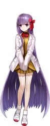 Rule 34 | 10s, 1girl, fate/extra, fate/extra ccc, fate (series), full body, long hair, matou sakura, official alternate costume, official art, purple eyes, purple hair, school uniform, shoes, skirt, sleeves past wrists, solo, standing, transparent background, uwabaki, v arms, very long hair, wada arco
