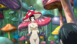 Rule 34 | 1girl, 2boys, alice in wonderland, animated, animated gif, ass, ass shake, bent over, black hair, blunt bangs, bodysuit, braid, grabbing another&#039;s breast, breasts, ciel phantomhive, covered navel, grabbing, grabbing own breast, impossible clothes, kuroshitsuji, lau, looking back, multiple boys, mushroom, ranmao, yellow eyes