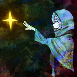 Rule 34 | androgynous, faux traditional media, gender request, hood, profile, reaching, sentou, solo, speed painting, star (symbol)