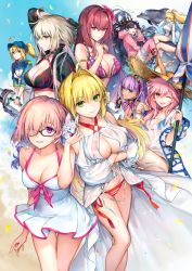 Rule 34 | 6+girls, :d, ;d, ahoge, alternate costume, animal ear fluff, animal ears, arm up, artoria pendragon (fate), bare shoulders, baseball cap, bb (fate), bb (fate) (all), bb (swimsuit mooncancer) (fate), bb (swimsuit mooncancer) (second ascension) (fate), beach umbrella, bikini, bikini under clothes, black bikini, black choker, black gloves, black hair, black hairband, black jacket, blonde hair, blue bikini, blue eyes, blue headwear, blush, bracelet, braid, breasts, choker, cleavage, collarbone, competition swimsuit, cover, cover page, creature, criss-cross halter, crossed arms, day, dolphin, earrings, ears through headwear, fate/grand order, fate (series), floating hair, flower, fou (fate), fox ears, fox tail, fur-trimmed jacket, fur trim, glasses, gloves, green eyes, grin, hair between eyes, hair flower, hair intakes, hair ornament, hair over one eye, hair ribbon, hair through headwear, hairband, halterneck, hat, hibiscus, holding, holding umbrella, hood, hooded jacket, hoop earrings, index finger raised, innertube, ishtar (fate), ishtar (swimsuit rider) (fate), jacket, jeanne d&#039;arc alter (swimsuit berserker) (fate), jeanne d&#039;arc (fate), jeanne d&#039;arc (ruler) (fate), jeanne d&#039;arc (swimsuit archer) (fate), jeanne d&#039;arc (swimsuit archer) (second ascension) (fate), jeanne d&#039;arc alter (fate), jeanne d&#039;arc alter (swimsuit berserker) (fate), jewelry, kaguyuzu, large breasts, long hair, long sleeves, looking at viewer, mash kyrielight, mash kyrielight (swimsuit of perpetual summer), medium breasts, multiple girls, mysterious heroine x (fate), mysterious heroine xx (fate), navel, nero claudius (fate), nero claudius (fate) (all), nero claudius (fate/extra), nero claudius (swimsuit caster) (fate), nero claudius (swimsuit caster) (third ascension) (fate), o-ring, o-ring bikini, official alternate costume, one-piece swimsuit, one eye closed, open mouth, parasol, parted bangs, pink hair, pink jacket, ponytail, purple bikini, purple eyes, purple hair, red eyes, ribbon, scathach (fate), scathach (fate/grand order), scathach (swimsuit assassin) (fate), see-through, short hair, shrug (clothing), side-tie bikini bottom, signature, silver hair, single braid, single thighhigh, smile, star (symbol), straw hat, striped bikini, striped clothes, sun hat, swim ring, swimsuit, tail, tamamo (fate), tamamo no mae (fate/extra), tamamo no mae (swimsuit lancer) (fate), tamamo no mae (swimsuit lancer) (second ascension) (fate), tan, thighhighs, towel, twintails, two side up, umbrella, very long hair, water drop, white bikini, white jacket, white one-piece swimsuit, yellow eyes