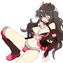 Rule 34 | 1girl, blush, breasts, bridal gauntlets, large breasts, long hair, open mouth, red eyes, ring dream, simple background, solo, vampire suzumori, white background, yorumura shiro