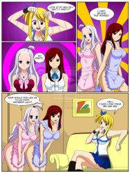 Rule 34 | 3girls, apron, blonde hair, blue eyes, blush, boots, breasts, brown eyes, couch, empty eyes, erza scarlet, fairy tail, femdom, happy trance, highres, hypnosis, jewelry, jimryu, key, large breasts, long hair, lucy heartfilia, mind control, mirajane strauss, multiple girls, naked apron, pendant, pendulum, red eyes, red hair, tagme, white hair
