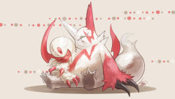 Rule 34 | absol, alternate color, claws, commentary request, creatures (company), eyelashes, closed eyes, game freak, gen 3 pokemon, nintendo, no humans, pokemon, pokemon (creature), shiny pokemon, signature, sitting, warabimoti168, white fur, zangoose