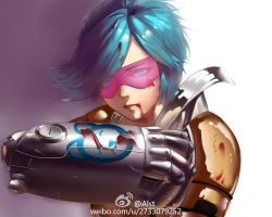 Rule 34 | 1girl, armor, artist name, blood, blood on face, blue hair, goggles, hand up, league of legends, looking at viewer, mechanical arms, neon strike vi, pink background, pink goggles, short hair, single mechanical arm, solo, star (symbol), swept bangs, upper body, vi (league of legends), watermark, web address, white background, woaidnfhehe