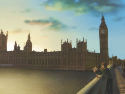 Rule 34 | 1boy, brown hair, eating, fate/zero, fate (series), makada mia, parliament, real world location, scenery, thames, tower of london, waver velvet