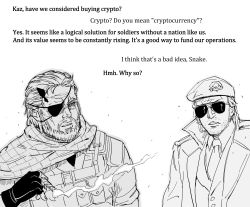 Rule 34 | 2boys, aviator sunglasses, bb (baalbuddy), beret, commentary, english commentary, english text, eyepatch, greyscale, hat, highres, kazuhira miller, metal gear (series), metal gear solid v: the phantom pain, monochrome, multiple boys, simple background, smoking, sunglasses, venom snake, white background