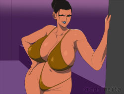 Rule 34 | 1girl, breasts, hand on own hip, huge breasts, noriheita, original, smile, solo, you gonna get raped