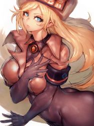 Rule 34 | 1girl, arc system works, ass, blonde hair, bodysuit, breasts, covered erect nipples, fumio (rsqkr), guilty gear, guilty gear strive, highres, large breasts, long hair, looking at viewer, millia rage, simple background, solo, very long hair, white background