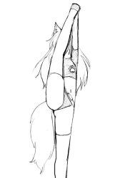 Rule 34 | 1girl, animal ears, camel (dansen), female focus, leg up, lowres, monochrome, original, sachiho, solo, tail, wolf ears, wolf tail