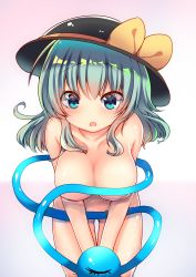 Rule 34 | 1girl, artist request, breasts, convenient censoring, gluteal fold, green hair, highres, komeiji koishi, large breasts, nude, solo, third eye, touhou