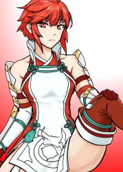 Rule 34 | 1girl, ahoge, armor, bare shoulders, boots, breasts, dress, fire emblem, fire emblem fates, gloves, hinoka (fire emblem), nintendo, red eyes, red hair, short hair, thigh boots, thighhighs