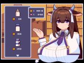 Rule 34 | 1girl, 3:, :o, animal ears, animated, azur lane, baby bottle, blush stickers, book, bookshelf, border, bottle, bouncing breasts, box, breast poke, breasts, brown hair, cardboard box, coin, commentary request, cow ears, cow horns, cropped jacket, cursor, ear wiggle, fourth wall, gem, hair between eyes, hair ornament, hair ribbon, horns, huge breasts, jacket, kashino (azur lane), long hair, long sleeves, looking at viewer, milk bottle, milk carton, necktie, open clothes, open jacket, outside border, pixel art, pointing, poking, purple eyes, purple neckwear, raccoon (potesara), red gemstone, ribbon, shirt, short necktie, sidelocks, smile, solo, ugoira, upper body, user interface, video, white jacket, white ribbon, white shirt