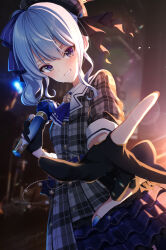 Rule 34 | 1girl, blue eyes, blue hair, hololive, hoshimachi suisei, long sleeves, looking at viewer, mamdtsubu, microphone, side ponytail, smile, solo, standing, virtual youtuber