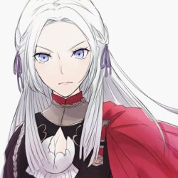 Rule 34 | 1girl, artist request, blonde hair, blue eyes, cape, ascot, edelgard von hresvelg, fire emblem, fire emblem: three houses, hair ornament, long hair, looking at viewer, lowres, mole, mole under mouth, nintendo, simple background, solo, uniform, white background