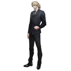 Rule 34 | 1boy, artist request, beard, black footwear, black jacket, black necktie, black pants, black suit, blonde hair, buttons, clenched hand, collared shirt, dress shoes, facial hair, formal, full body, girls&#039; frontline, hopps (girls&#039; frontline), jacket, looking at viewer, male focus, necktie, official art, pants, scar, scar on hand, shirt, shoes, simple background, solo, standing, suit, transparent background, white shirt