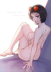 Rule 34 | 1girl, ass, completely nude, female focus, from behind, full body, grin, highres, looking at viewer, looking back, nipples, nude, ohya ichiko, persona, persona 5, short hair, smile, solo, yaoto