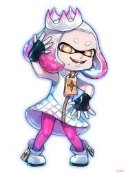 Rule 34 | + +, 1girl, artist name, bare shoulders, crown, dress, fingerless gloves, full body, gloves, inkling, kiritani846, looking at viewer, mole, mole under mouth, multicolored hair, nintendo, pantyhose, pearl (splatoon), pink hair, pink pantyhose, simple background, sleeveless, sleeveless dress, solo, splatoon (series), splatoon 2, symbol-shaped pupils, tentacle hair, two-tone hair, white background, white hair, yellow eyes, zipper