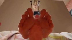 Rule 34 | 1girl, 3d, animated, barefoot, blonde hair, dead or alive, feet, footjob, long hair, looking at viewer, lowres, marie rose, soles, toes, twintails, video