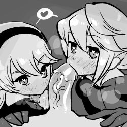 Rule 34 | 1girl, 2boys, bisexual male, corrin (female) (fire emblem), corrin (fire emblem), corrin (male) (fire emblem), dual persona, fellatio, fire emblem, fire emblem fates, greyscale, group sex, heart, heart-shaped pupils, just the tip, licking, licking penis, licking testicle, long hair, looking at viewer, looking up, monochrome, multiple boys, nintendo, oral, penis, pov, rariatto (ganguri), symbol-shaped pupils, testicles, threesome, yaoi