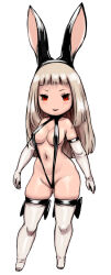 Rule 34 | awesomeerix, boots, bravely default (series), bravely second: end layer, elbow gloves, gloves, highres, long hair, magnolia arch, rabbit ears, red eyes, slingshot swimsuit, swimsuit, thigh boots, white background, white hair