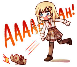 Rule 34 | 1girl, blonde hair, blue eyes, chibi, commentary, english commentary, hair ornament, hololive, hololive english, kataro, medium hair, necktie, open mouth, plaid, plaid skirt, shirt, skirt, solo, standing, tears, thighhighs, throwing, virtual youtuber, watson amelia, watson amelia (1st costume), white shirt, zettai ryouiki
