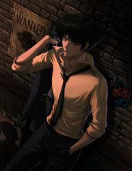 Rule 34 | 1boy, cigarette, cowboy bebop, highres, male focus, poster, smoking, spike spiegel, wanted poster