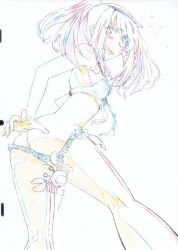 Rule 34 | 10s, 1girl, armpits, ass, color trace, crab, eyepatch, infinite stratos, laura bodewig, monochrome, production art, signalpink, sketch, solo, thighs, traditional media, twintails, wardrobe malfunction