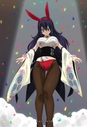 Rule 34 | 1girl, black hair, breasts, brown eyes, cleavage, colorized, eden&#039;s zero, gaston18, highres, homura kogetsu, japanese clothes, large breasts, long hair, mashima hiro, tagme